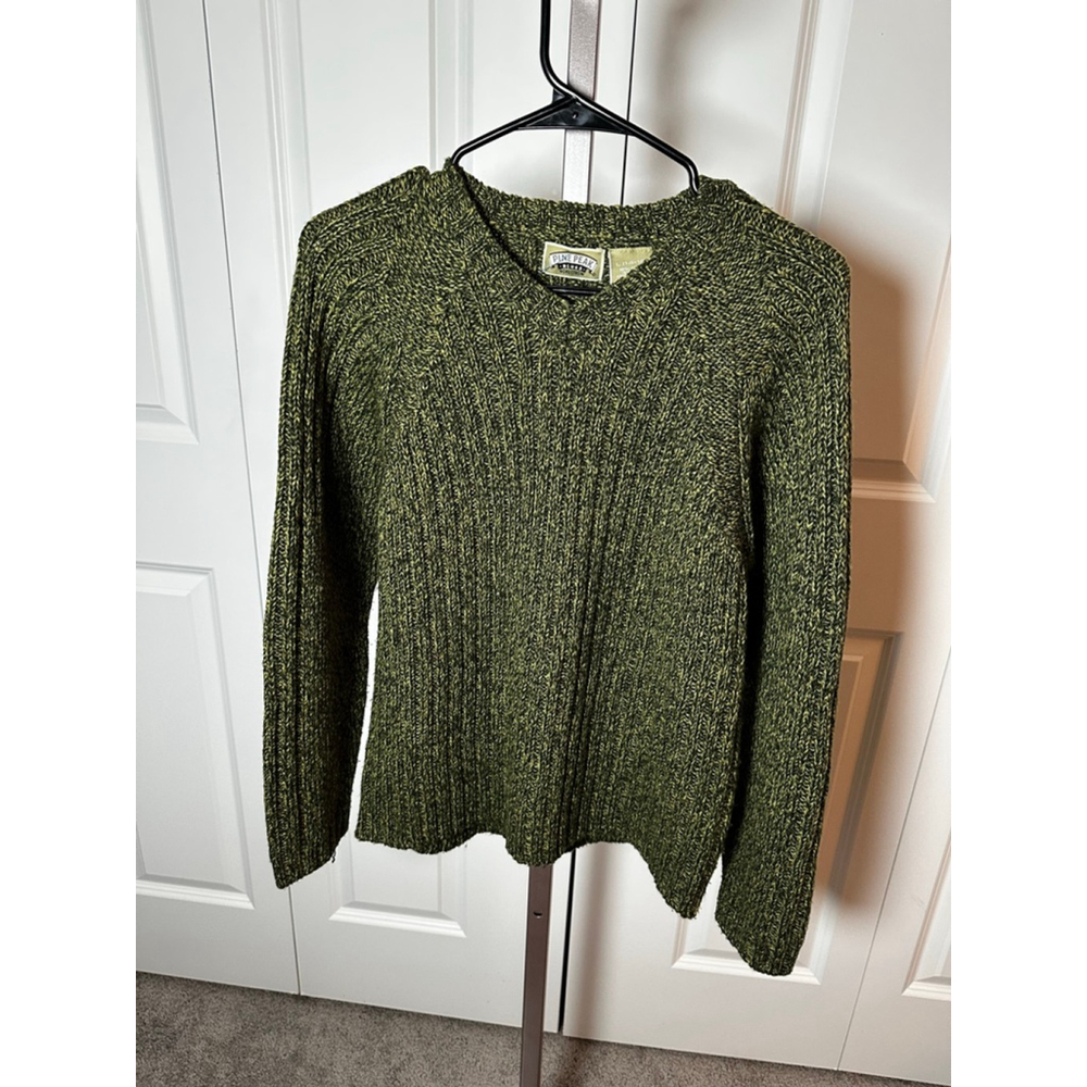 Pine Peak Blues Nordstrom Green Yellow V-Neck Sweater L